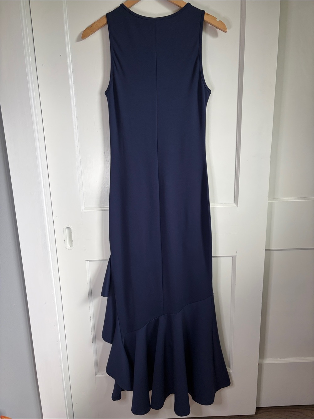 Navy Sleeveless High-Low Ruffle Dress - Picture 5 of 9
